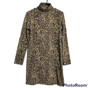 NWT Zara Leopard Turtleneck Knit Dress Small